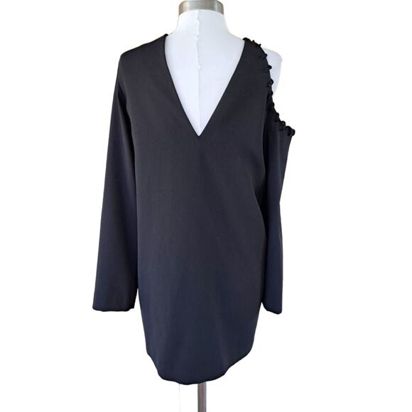 IRO Breen Black Crepe Cutout Long Sleeve Mini Dress Size 40 / Large / 8 Shift - Picture 4 of 13